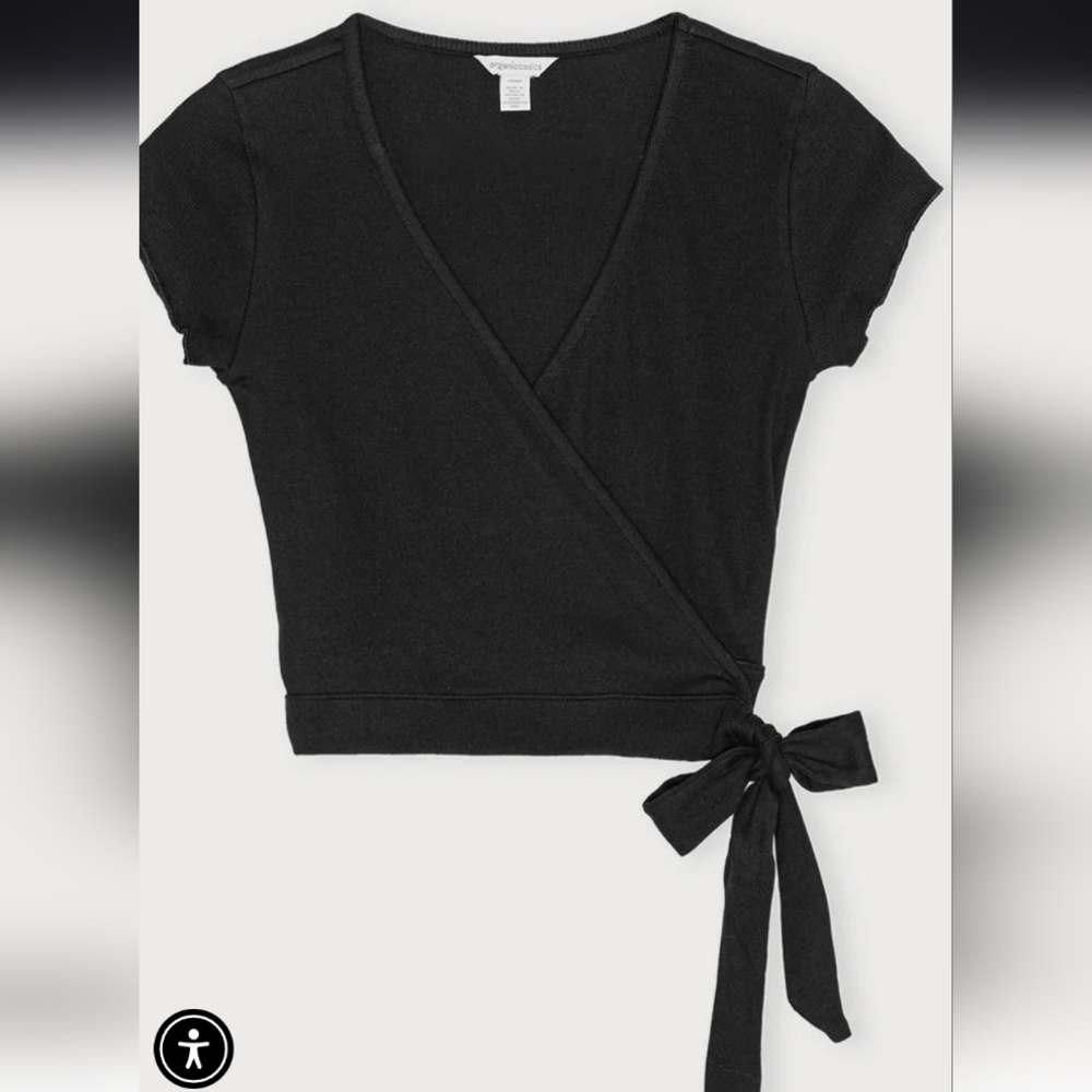 Organic Basics Core Rib Wrap Crop Top XS - Picture 3 of 5